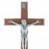 Wooden Crucifix with silver Christ 20 cm