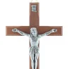 Wooden Crucifix with silver Christ 20 cm