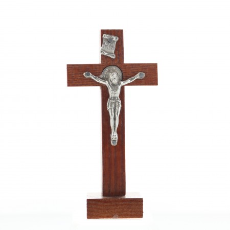 Crucifix St. Benedict with silver Christ 9 cm