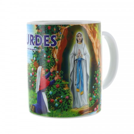 Mug de l'Apparition de Lourdes coloré 10cm