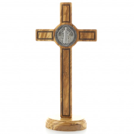 Crucifix of Saint Benedict in olive wood 21 cm