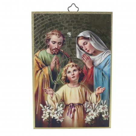 Wooden frame of the Holy Family 15 x 10 cm