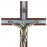 Wooden and silver crucifix with golden Christ 16,5 cm