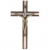 Wooden and silver crucifix with golden Christ 16,5 cm