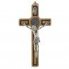 Crocifisso di San Benedetto in legno d'ulivo con medaglia d'argento 12 cm