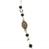 Collana rosario in argento con croce nera e medaglia miracolosa