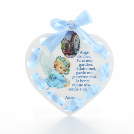 Cradle medal with Apparition of Lourdes in resin