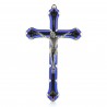 Crucifix émaillé en métal argenté 18 cm
