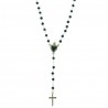Silver rosary necklace with white ex-voto heart