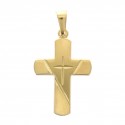 Gold plated double cross pendant 20 mm