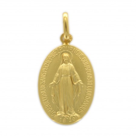 Gold plated Miraculous Medal with lace tower 24 mm