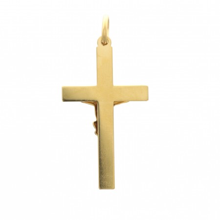 Pendentif crucifix en plaqué or bicolor 30 mm
