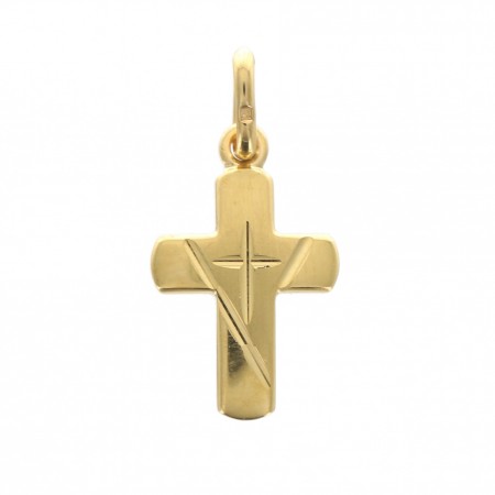 Gold plated double cross pendant 12 mm