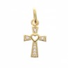Pendentif croix plaqué or avec strass et coeur ajouré 12 mm
