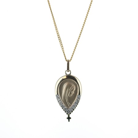 Gold-plated set with Holy Mary Profile Medal 28 mm