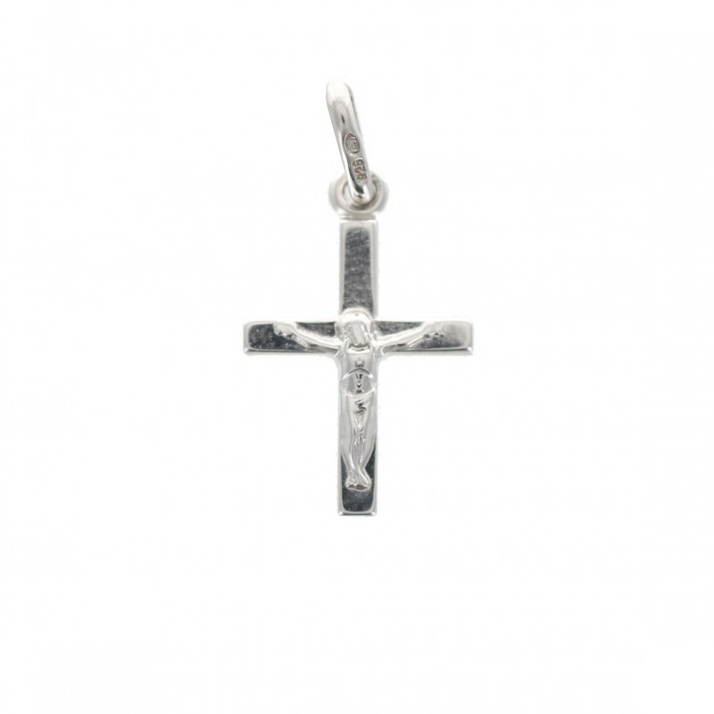 Silver crucifix pendant rhodium plated 13mm