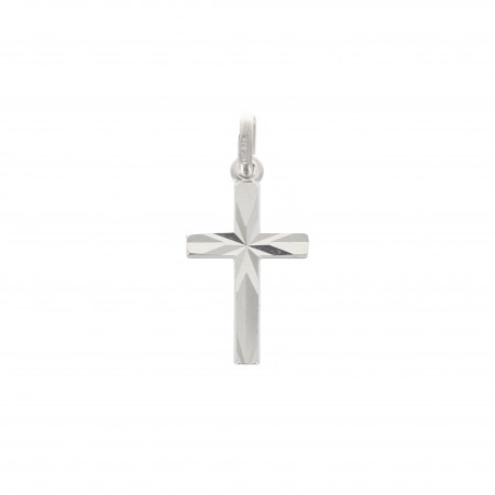 Pendentif croix facettée en argent rhodié 15mm