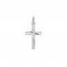 Cross pendant faceted silver rhodium 15mm