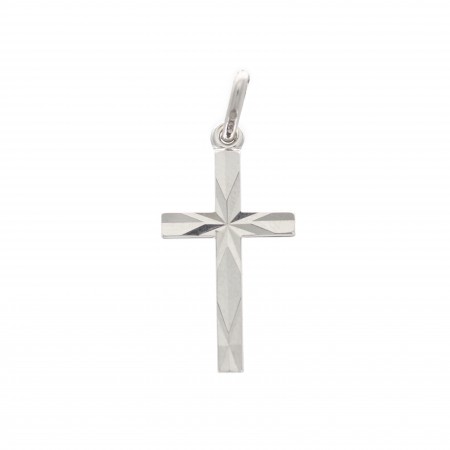 Pendentif croix facettée en argent rhodié 20 mm
