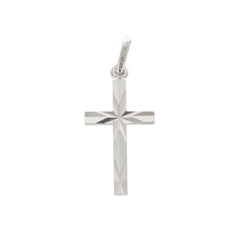 Silver cross pendant faceted 20 mm
