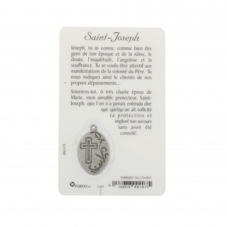 Prayer card of Saint Joseph with medal