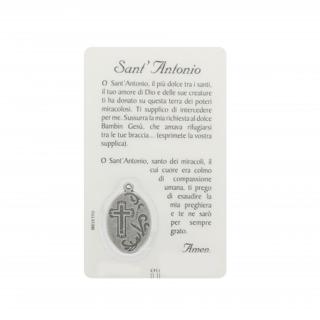 Carte de prière de Saint Antoine avec médaille