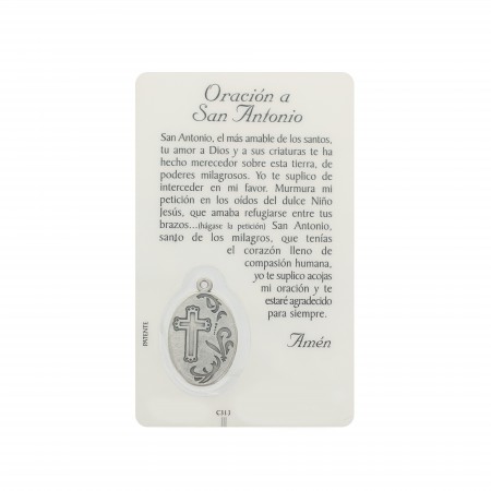 Prayer card of Saint Anthony with medal