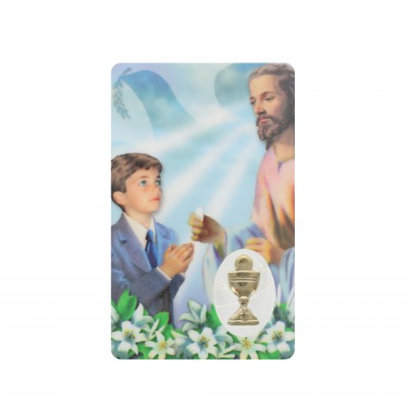 Prayer card from with boy communion insert