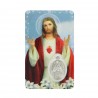 Carte de prière de Sacré Coeur de Jésus avec médaille