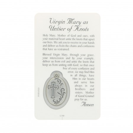 Mary Undoer of Knots Prayer Card with Medal