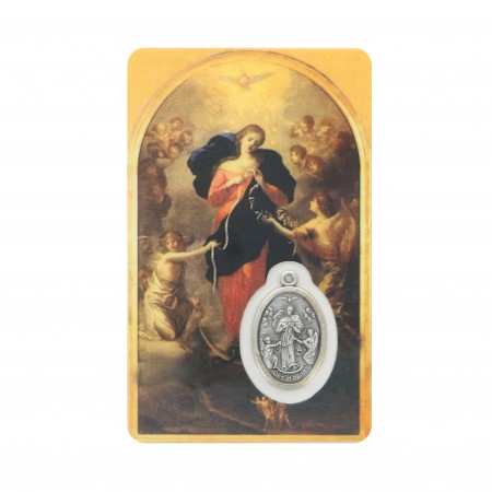Mary Undoer of Knots Prayer Card with Medal