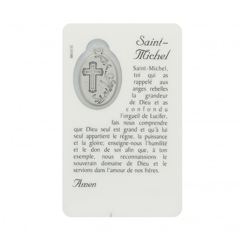 Biglietto di preghiera di San Michele con medaglia