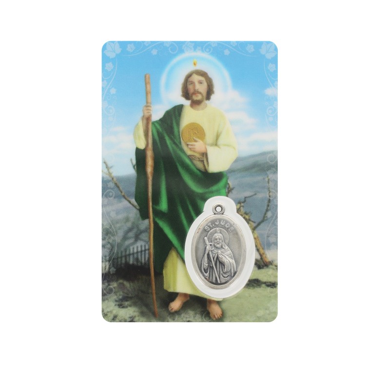 Prayer card Saint Jude with medal