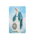 Biglietto di preghiera Vergine Miracolosa con medaglia