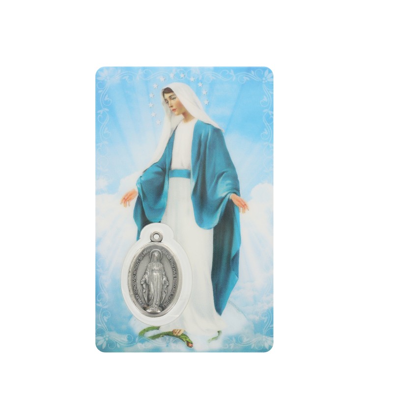 Our Lady of Grace Prayer card with medal