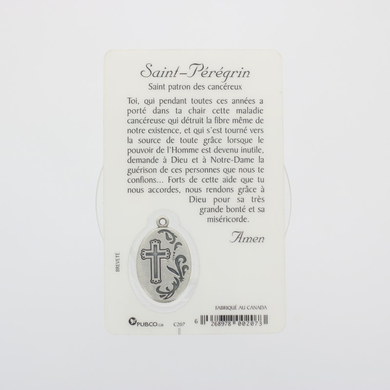Biglietto di preghiera San Peregrino con medaglia