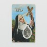 Carte de prière Sainte Rita avec médaille