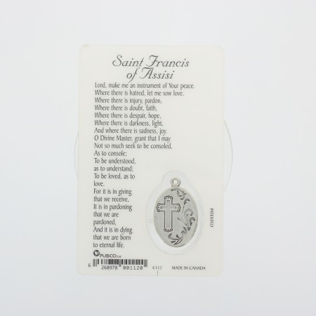 Biglietto di preghiera San Francesco d'Assisi con medaglia