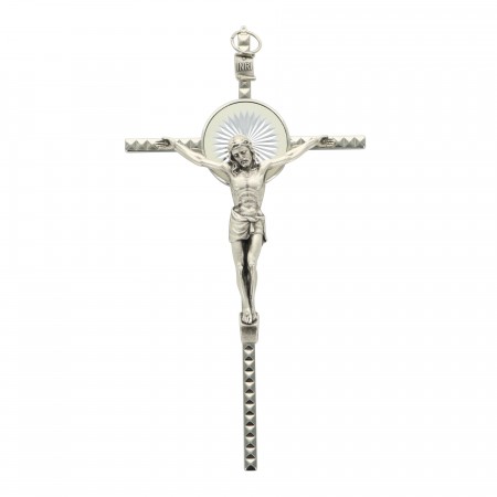 Crucifix en métal argenté 17 cm