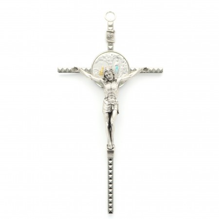 Crucifix en métal avec centre Apparition 17 cm