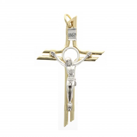 Crucifix en métal bicolore 8 cm