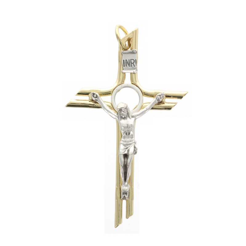 Crucifix en métal bicolore 8 cm