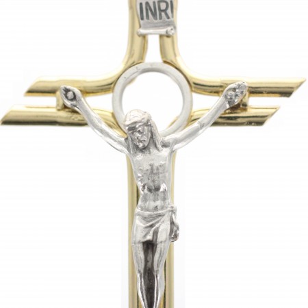 Crucifix in two-tone metal 8 cm