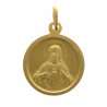 Médaille Notre Dame du Mont Carmel et Sacré Coeur en laiton doré 18 mm