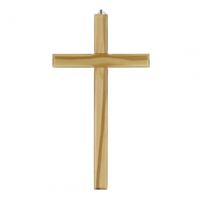 Croix en bois clair naturel biseauté de 20cm