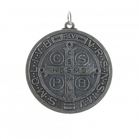 Petite Médaille de Saint Benoît en métal argenté 1,7cm