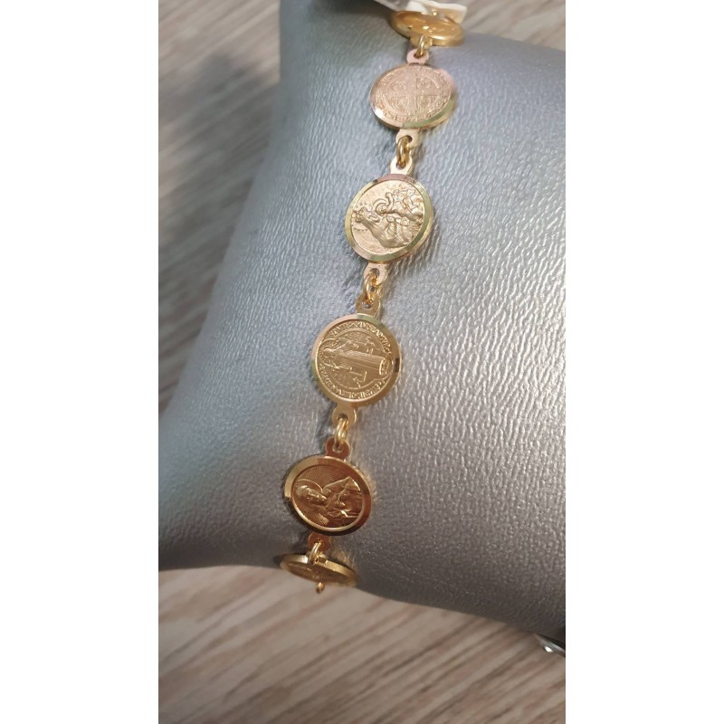 Golden Silver bracelet with 12 medals