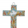 Croce religiosa in ceramica con colomba 10 cm