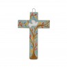 Croix Religieuse en Céramique décorée d'une Colombe 10cm
