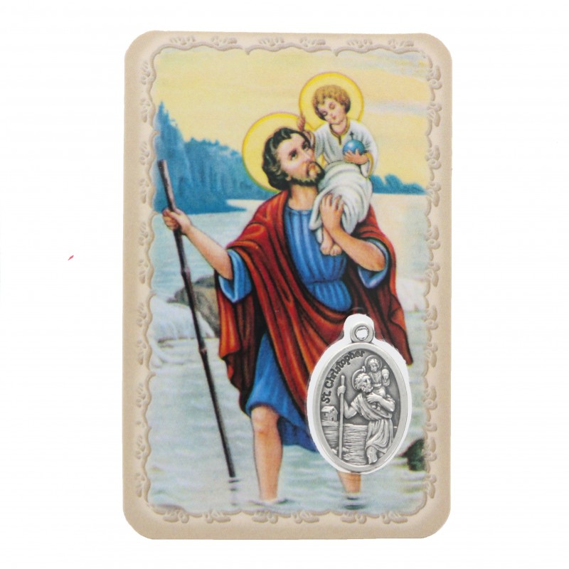 Saint Christopher Prayer Card with Medal